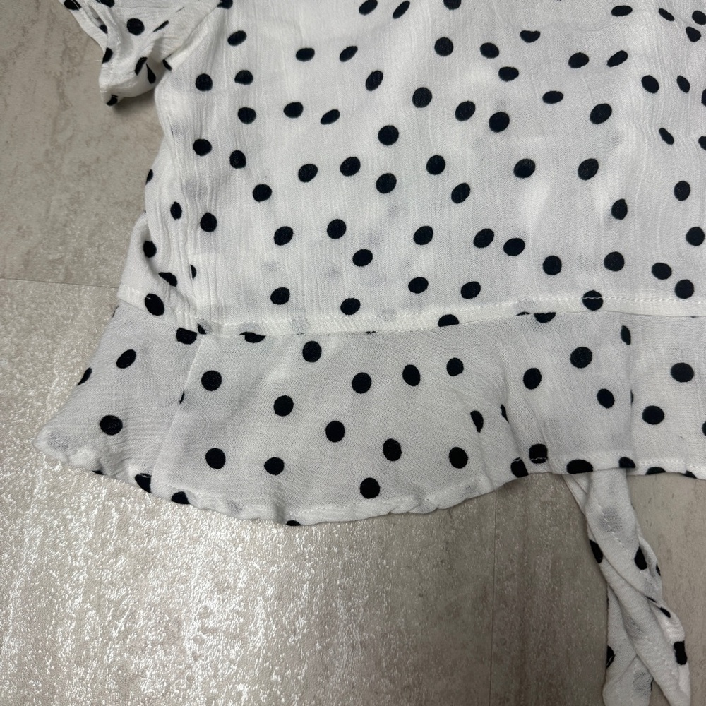 Princess Polly top Polka Dot Tie-Front Crop Top - White/Black - Picture 8 of 9